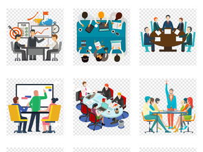 卡通商務會議商務團隊人物合作png素材圖片 模板下載 11.53mb 辦公商務大全 生活工作