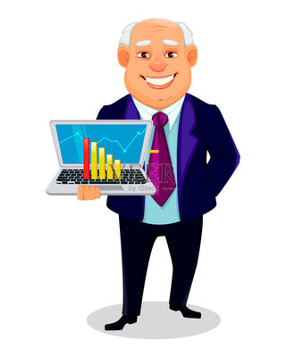 男商人,快樂,動畫片,大塊頭,商務