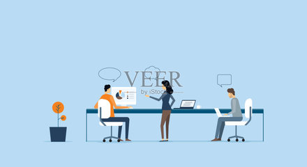 會議,人群,商務,工作,動畫片