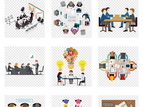 卡通商務會議商務團隊人物合作png素材圖片 模板下載 11.53mb 辦公商務大全 生活工作