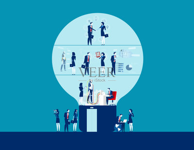 商務(wù),平坦的,人群,團(tuán)隊(duì),動(dòng)畫(huà)片