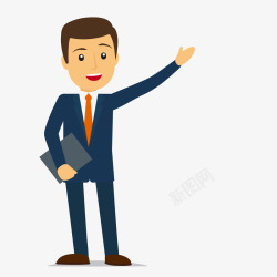 卡通做演講的商務人士