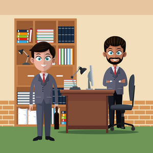 商業(yè)女性在辦公室 動畫中的商務(wù)故事